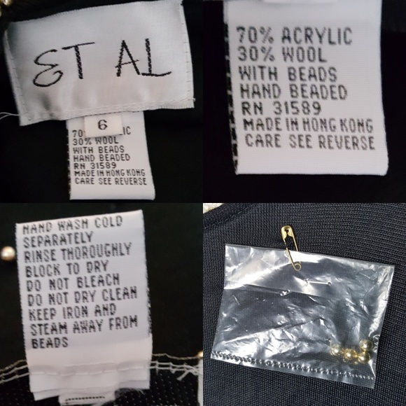 Vintage Hand Beaded Deep V Gold Black Dress 6 - Picture 8 of 13